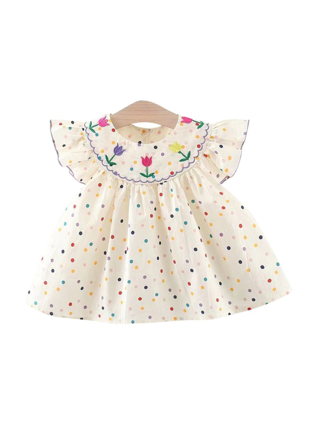 

StyleCast x Revolte Girls Floral Print Flutter Sleeve Empire Dress, Off white
