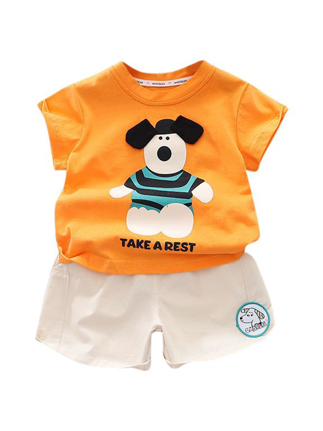 

StyleCast x Revolte Boys Printed Pure Cotton T-shirt with Shorts, Orange