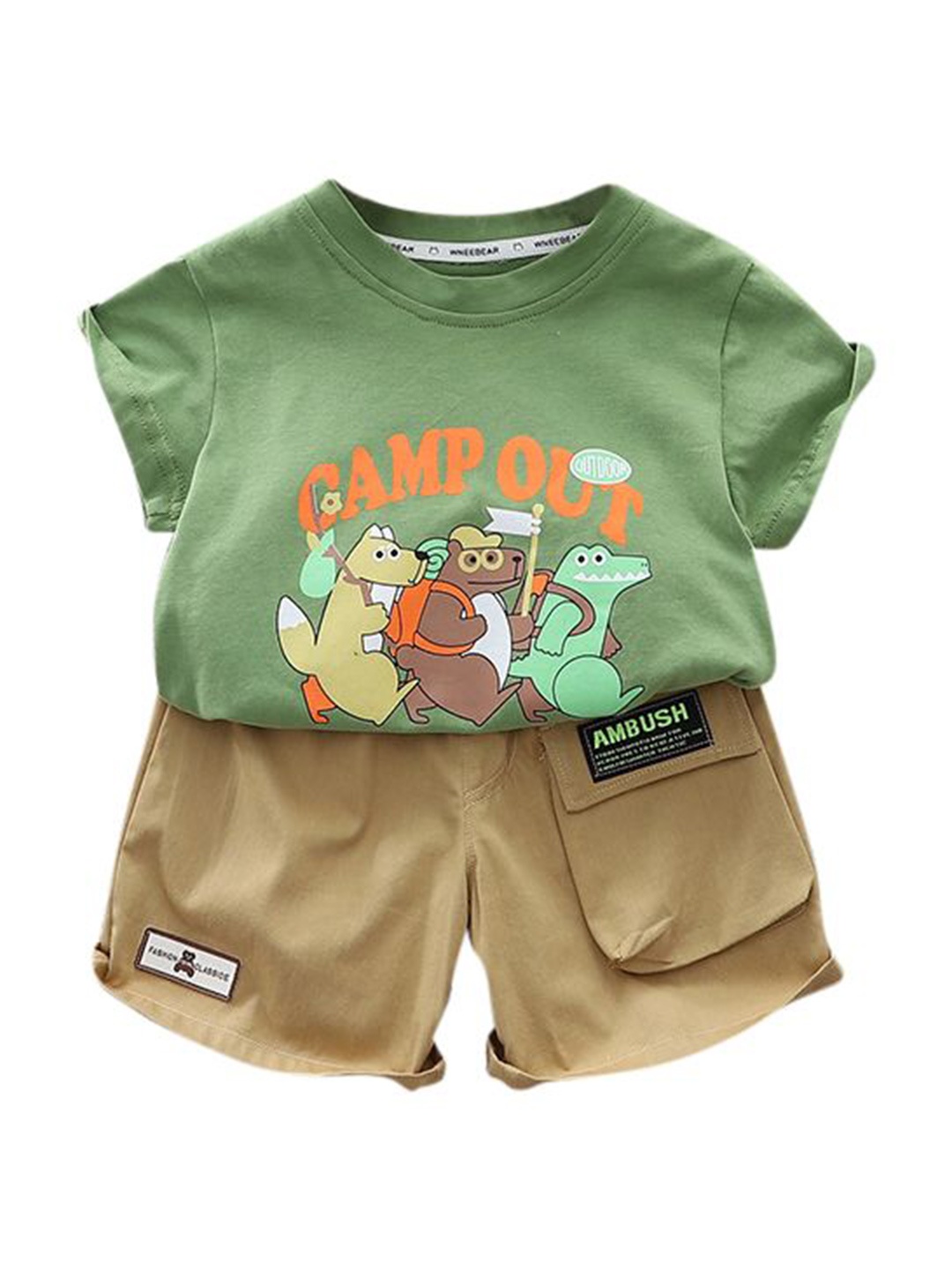 

StyleCast x Revolte Boys Printed Pure Cotton T-shirt with Shorts, Green