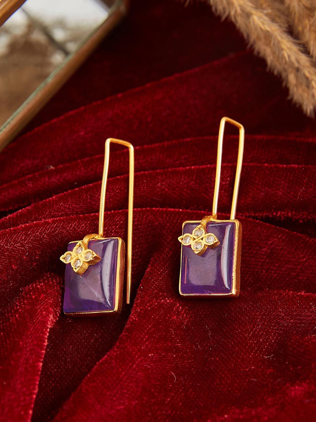 

Fabindia Artificial Stones Silver Drop Earrings, Gold