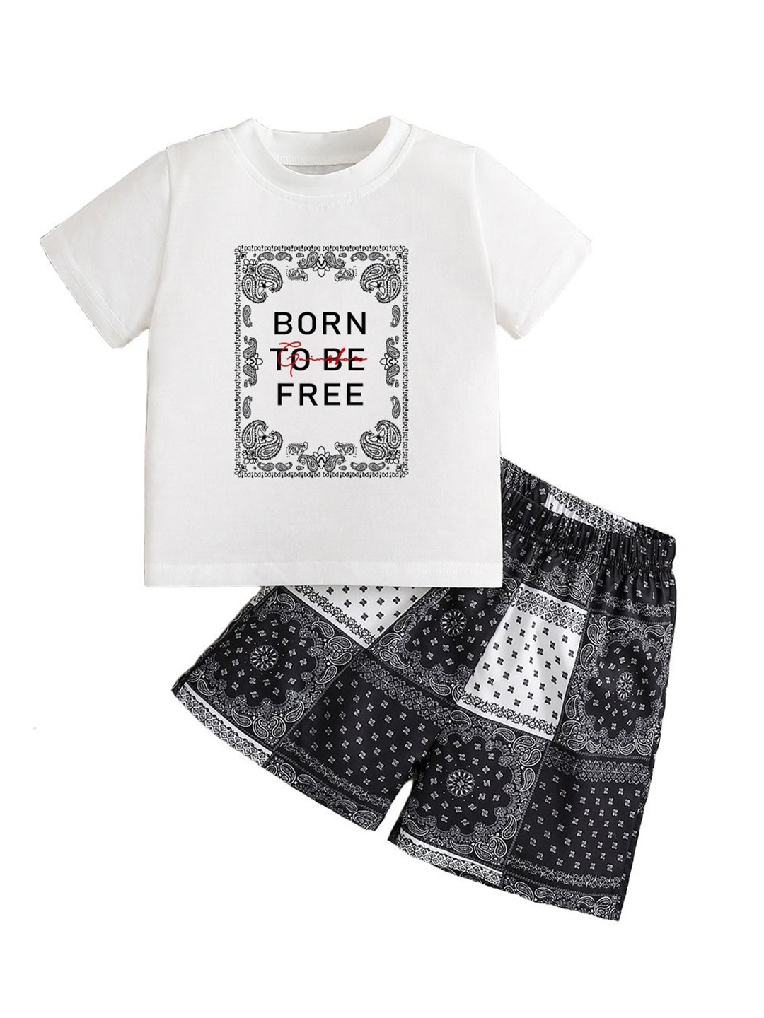 

StyleCast x Revolte Boys Printed Short Sleeves T-shirt With Shorts, White