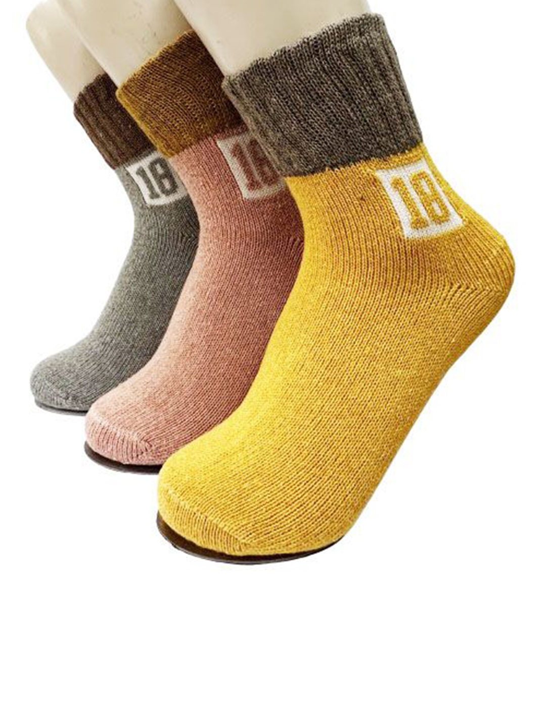 

Alexvyan Women 3-Pcs Calf Length Socks, Mustard