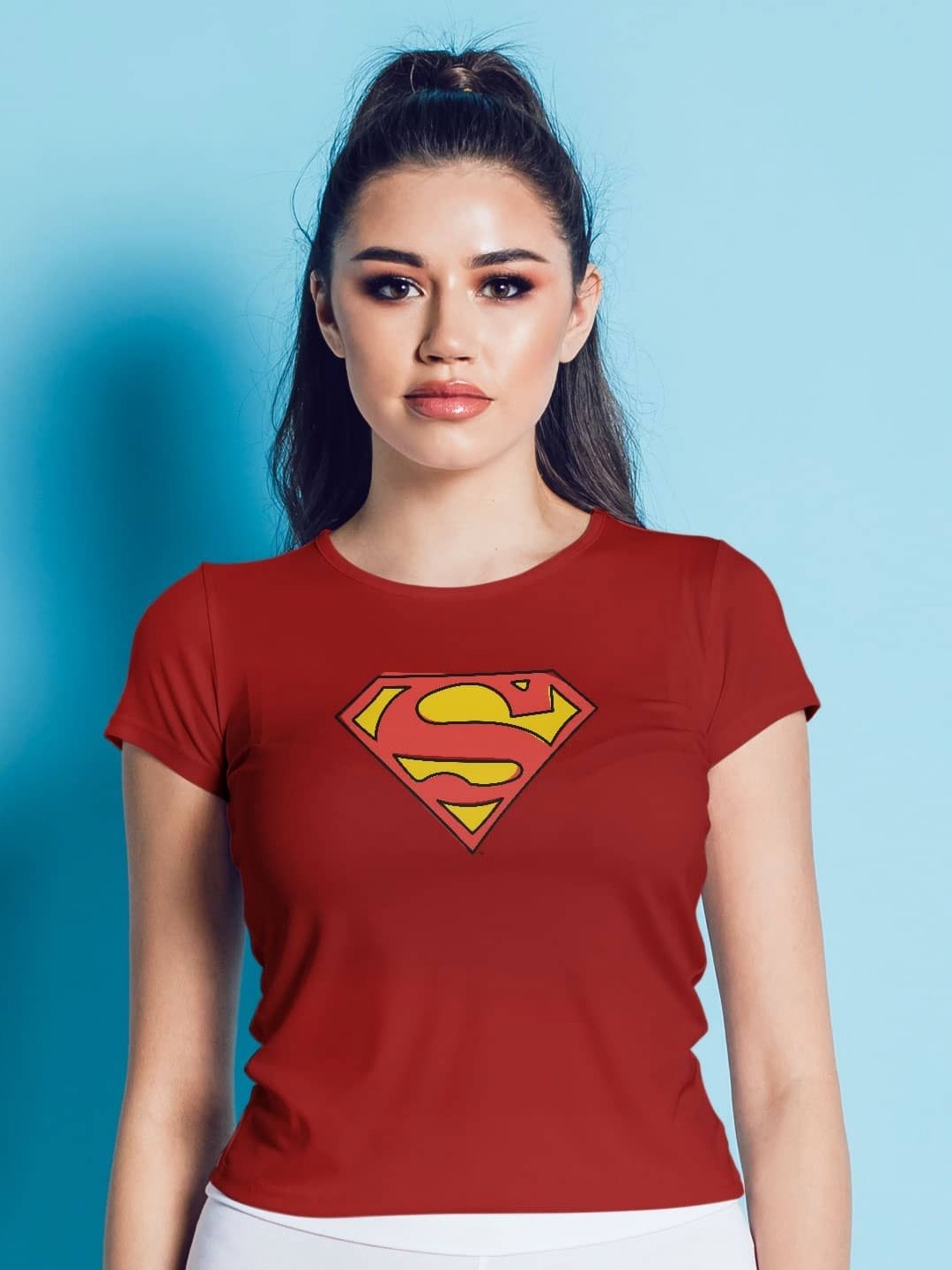 

macmerise Women Printed Applique T-shirt, Red