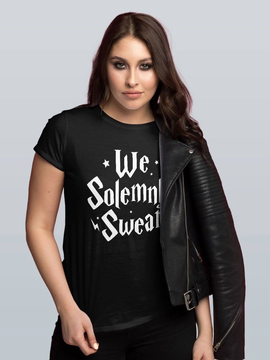

macmerise Women Typography Printed Pockets T-shirt, Black
