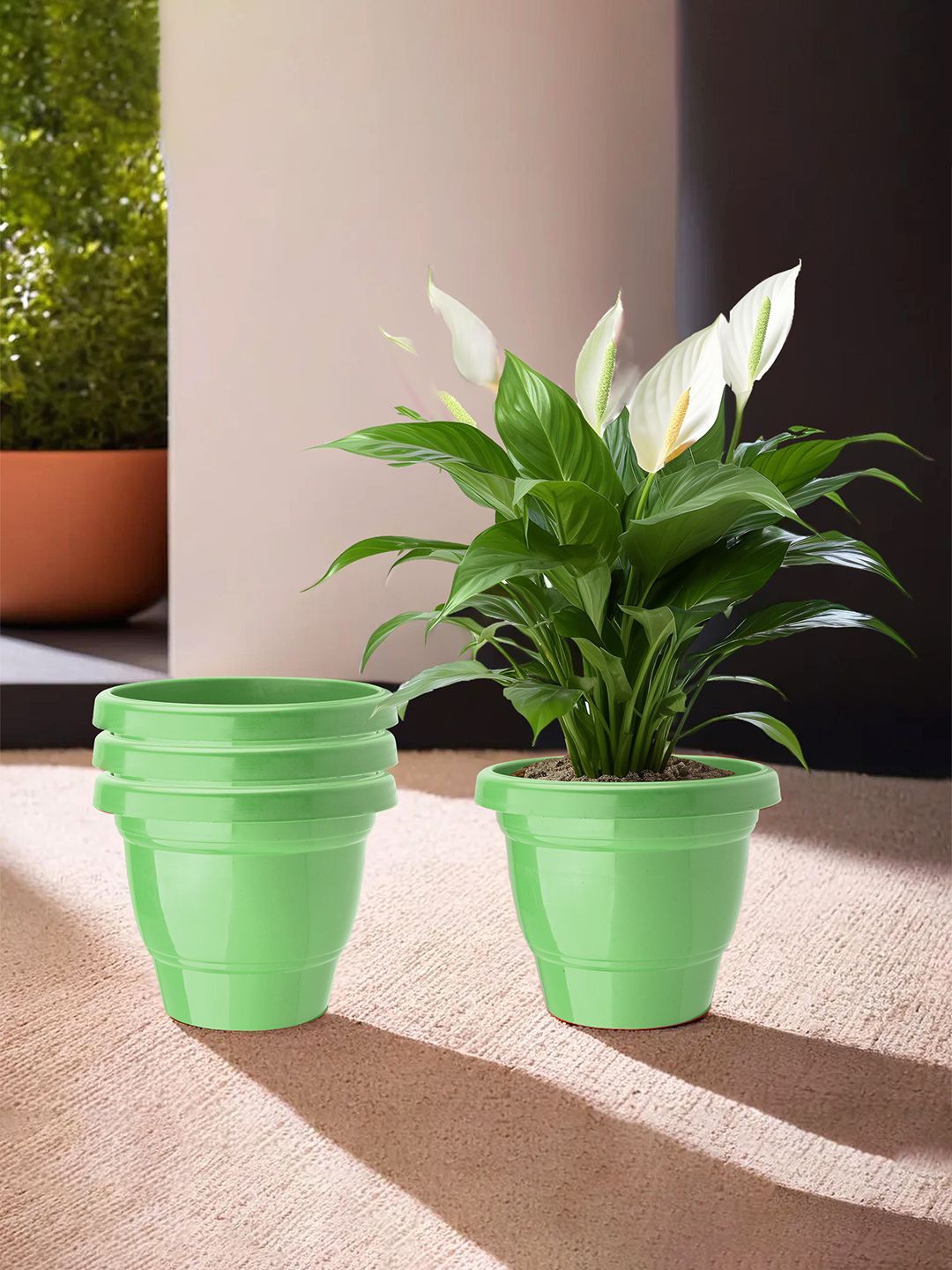 

Kuber Industries Green 4 Pieces Durable 2-Layer Planters