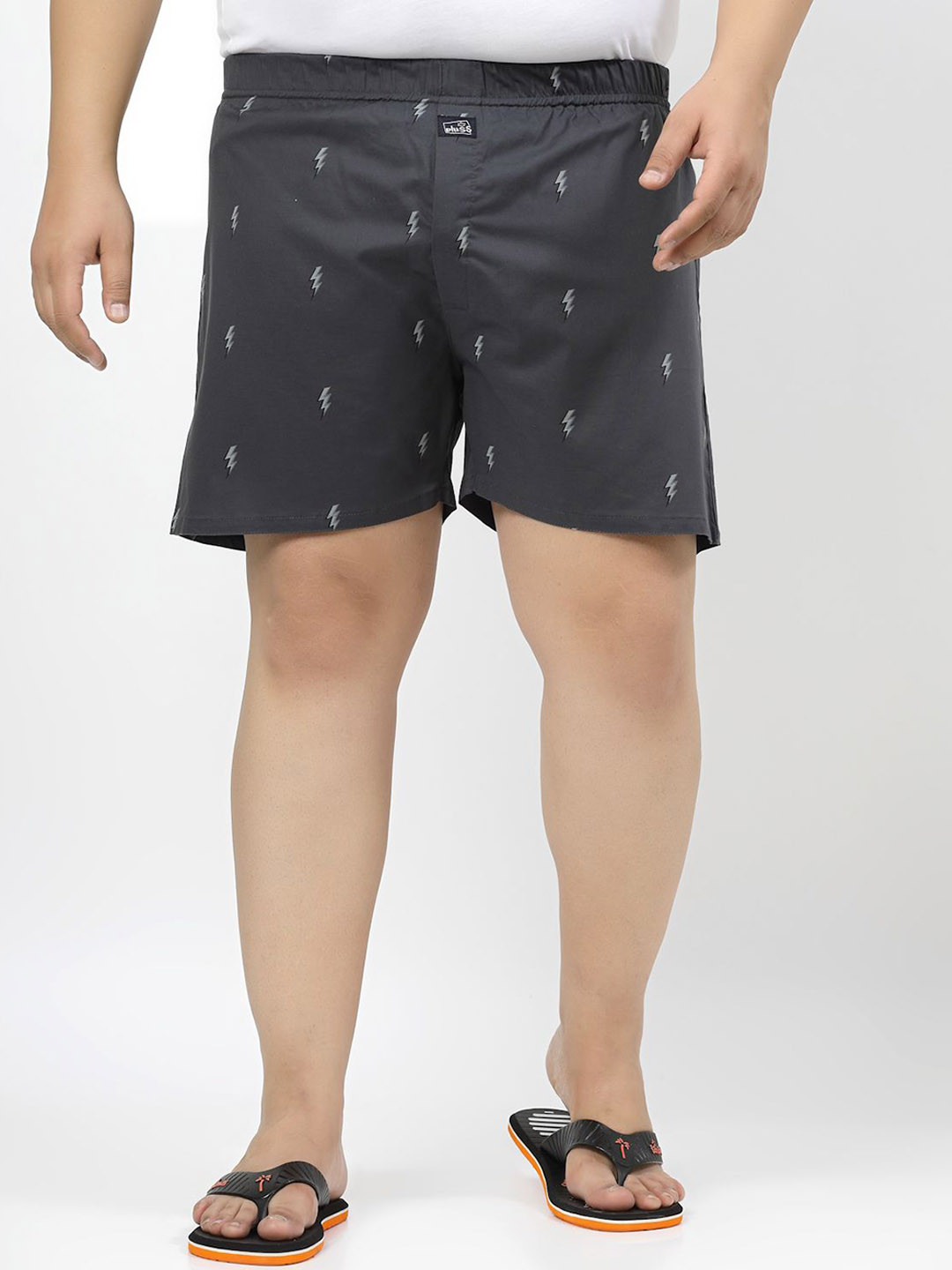 

plusS Men Printed Cotton Boxers MBX208E-DARKSHADOWPRT-XL, Grey