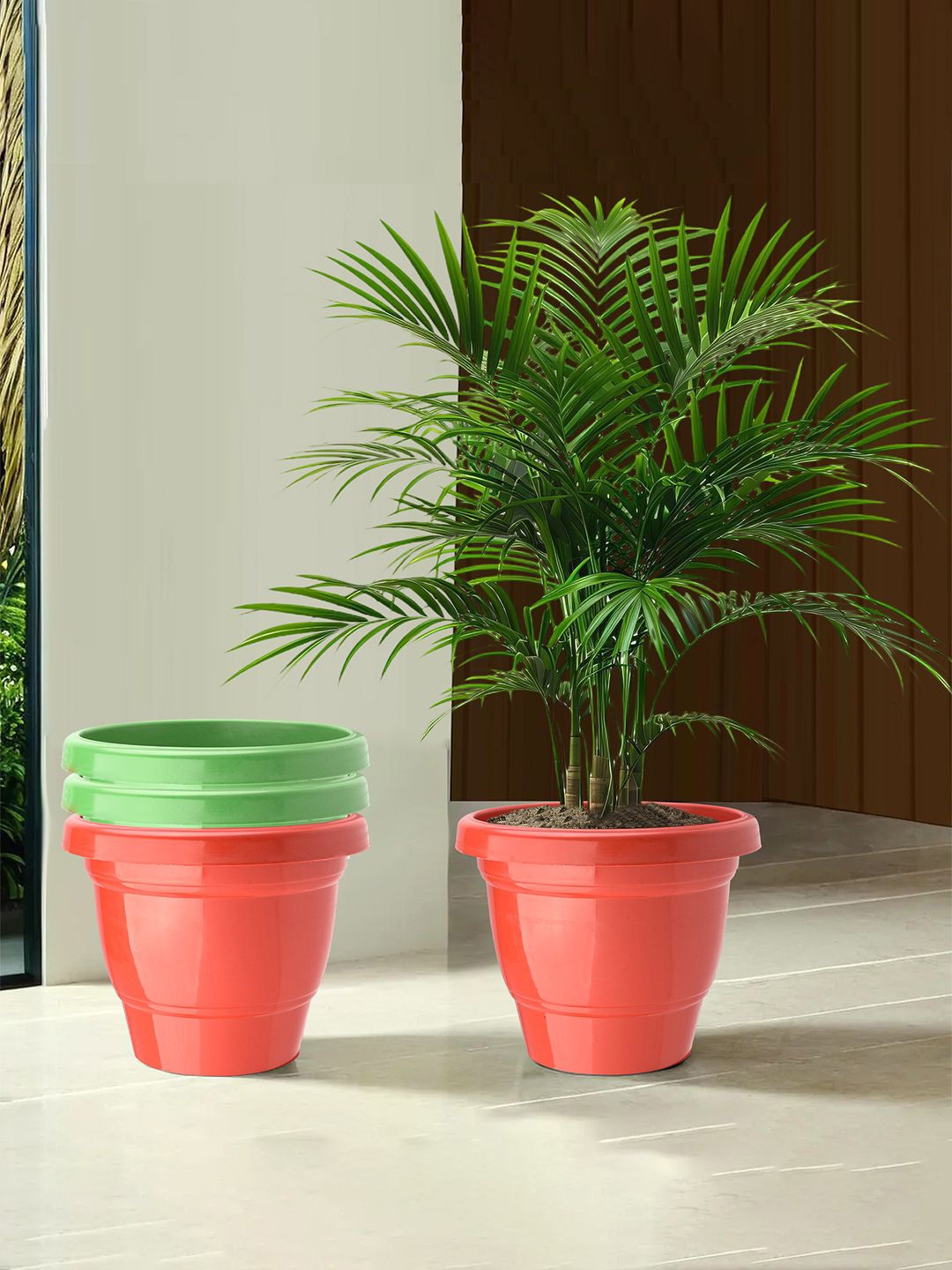 

Kuber Industries Red & Green 4 Pieces 2-Layer Planters