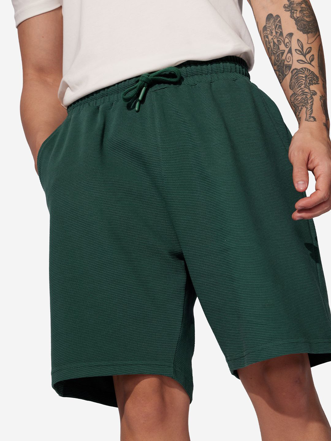 

The Souled Store Men Solid Regular Fit Sports Shorts, Green