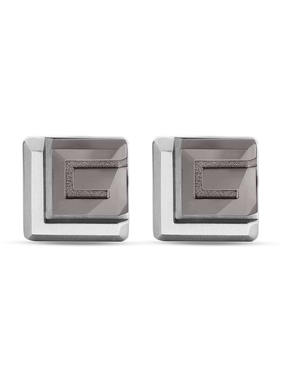 

Guy Laroche Men Brand Logo Design Square Cufflink, Silver