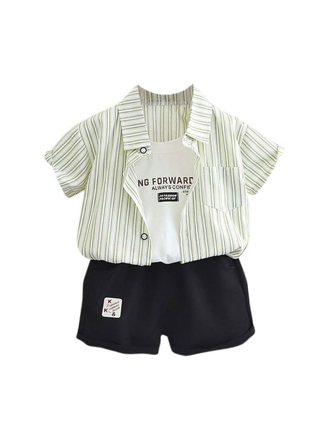 

StyleCast x Revolte Boys Striped Pure Cotton Shirt with Shorts, White