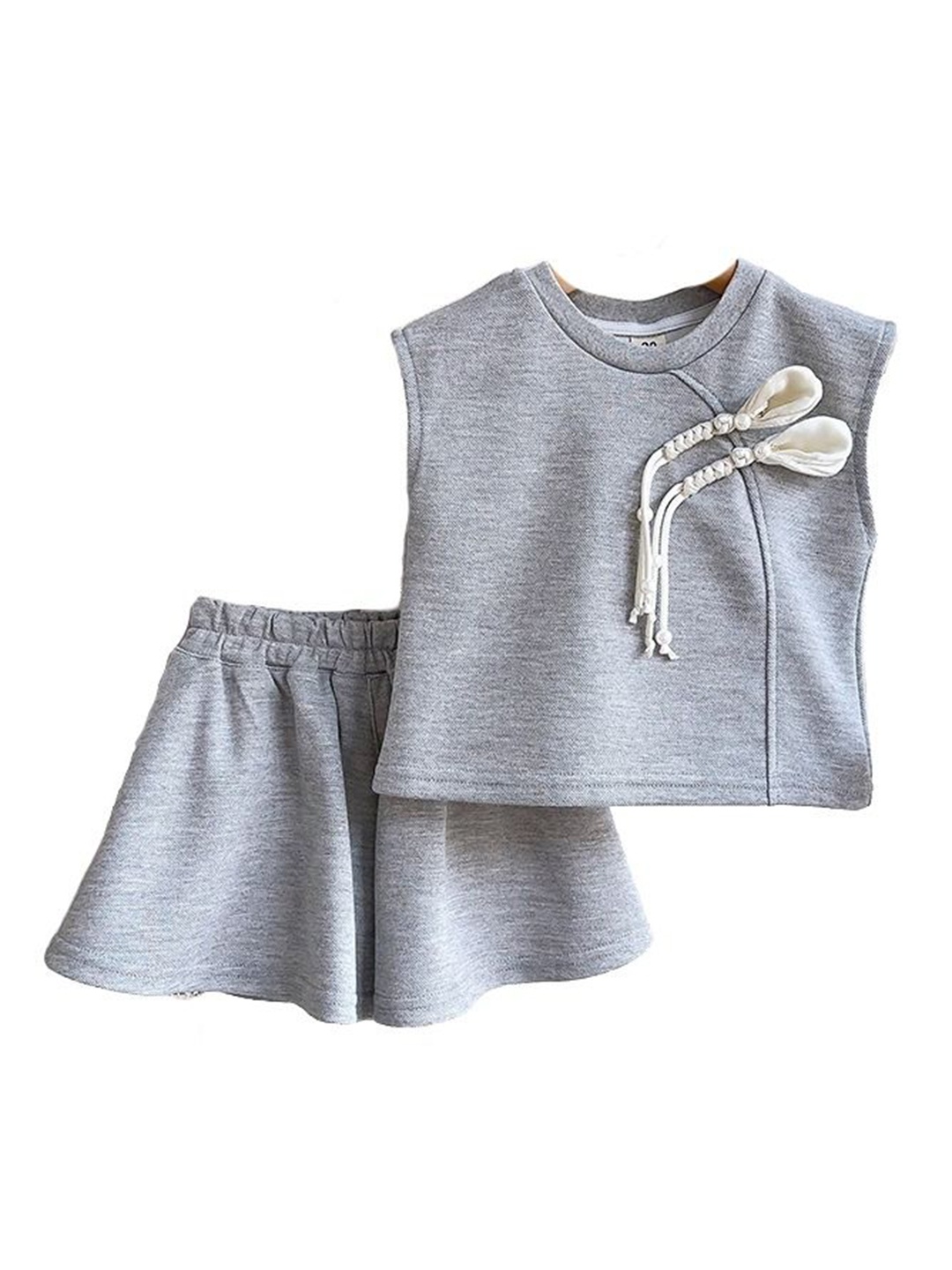 

StyleCast x Revolte Girls Sleeveless Pure Cotton T-shirt With Skirt, Grey