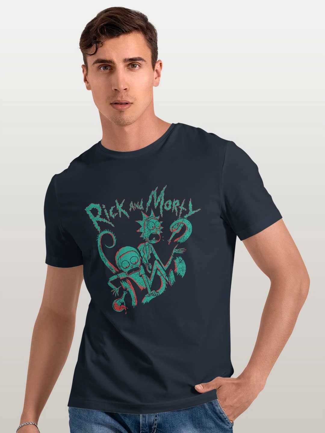 

macmerise Men Typography Printed Pockets T-shirt, Blue