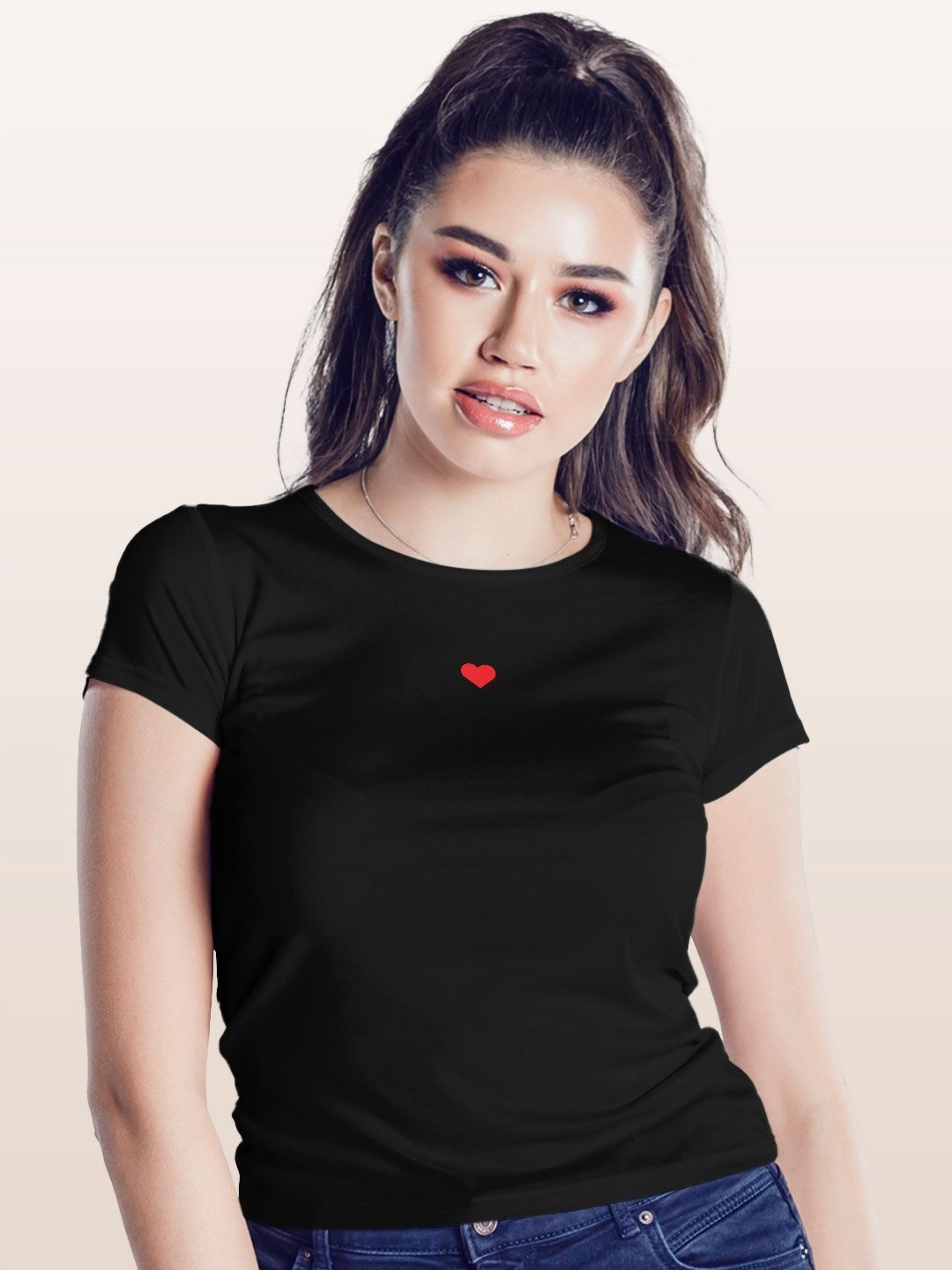 

macmerise Women Applique T-shirt, Black