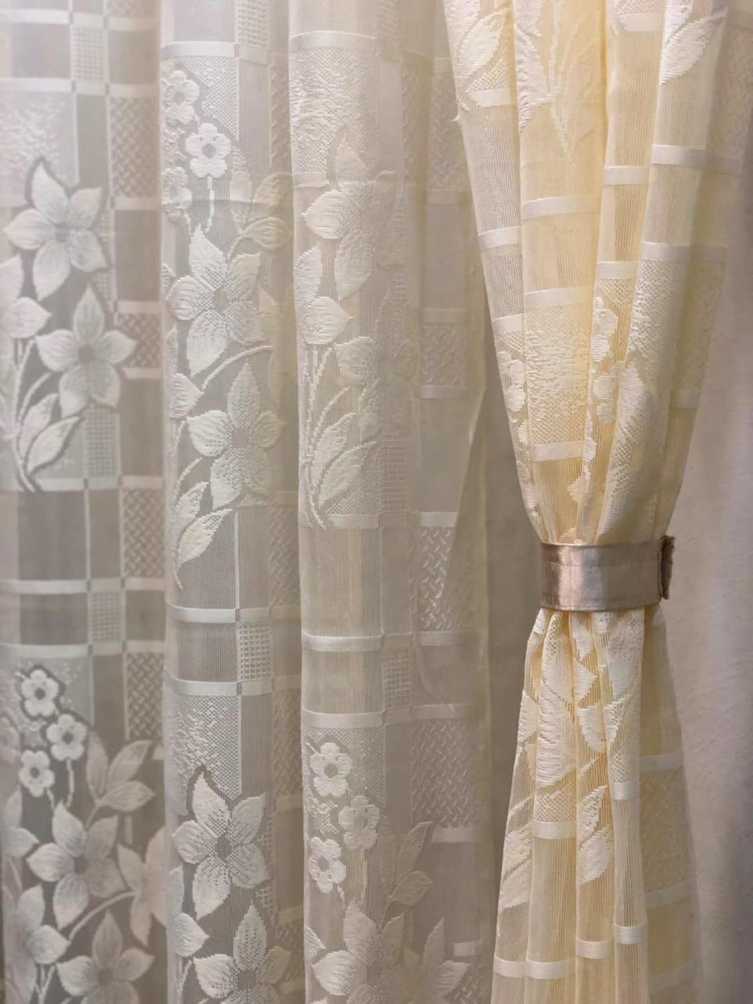 

JARS Collections Cream 2 Pieces Floral Sheer Window Curtains