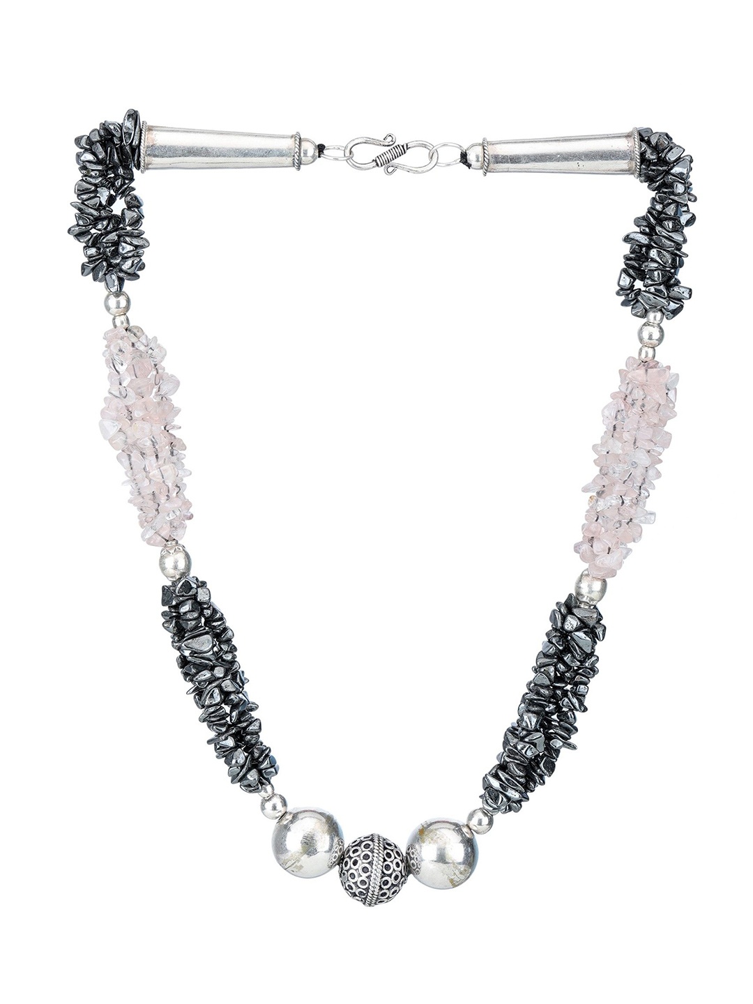 

Exotic India Moonstone and Gun Metal Sterling Silver Necklace
