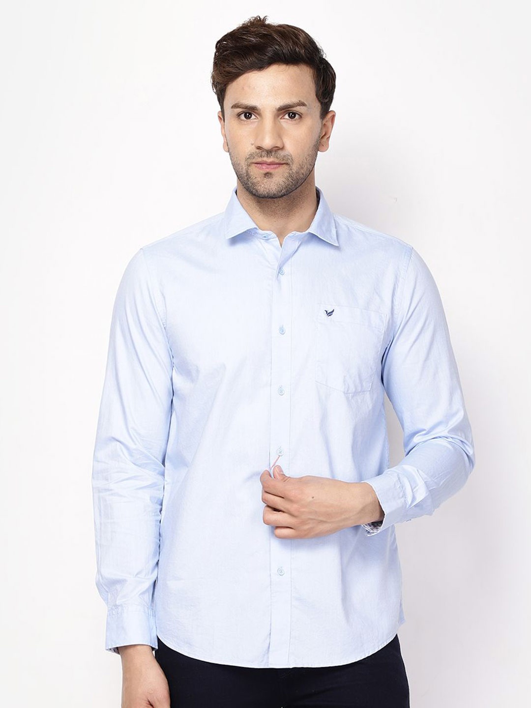 

Blackberrys Men Cotton Slim Fit Opaque Striped Formal Shirt, Blue