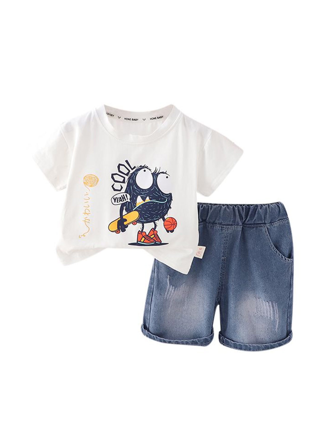 

StyleCast x Revolte Boys Printed Pure Cotton T-shirt with Shorts, White