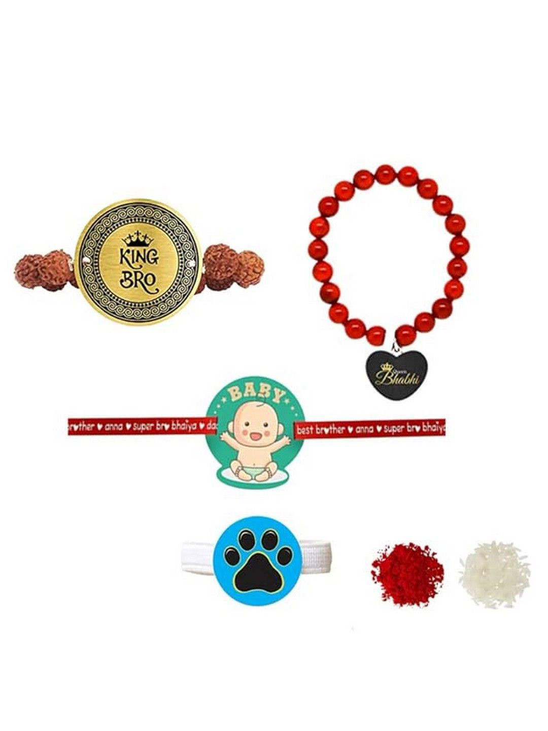 

THEYAYACAFE Set Of 4 Kids & Bhaiya Bhabhi Family Thread Rakhis, Yellow