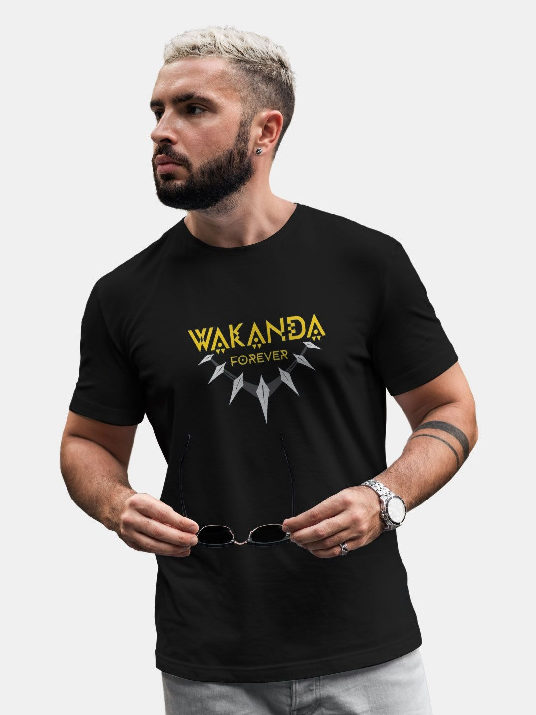 

macmerise Men Typography Printed T-shirt, Black