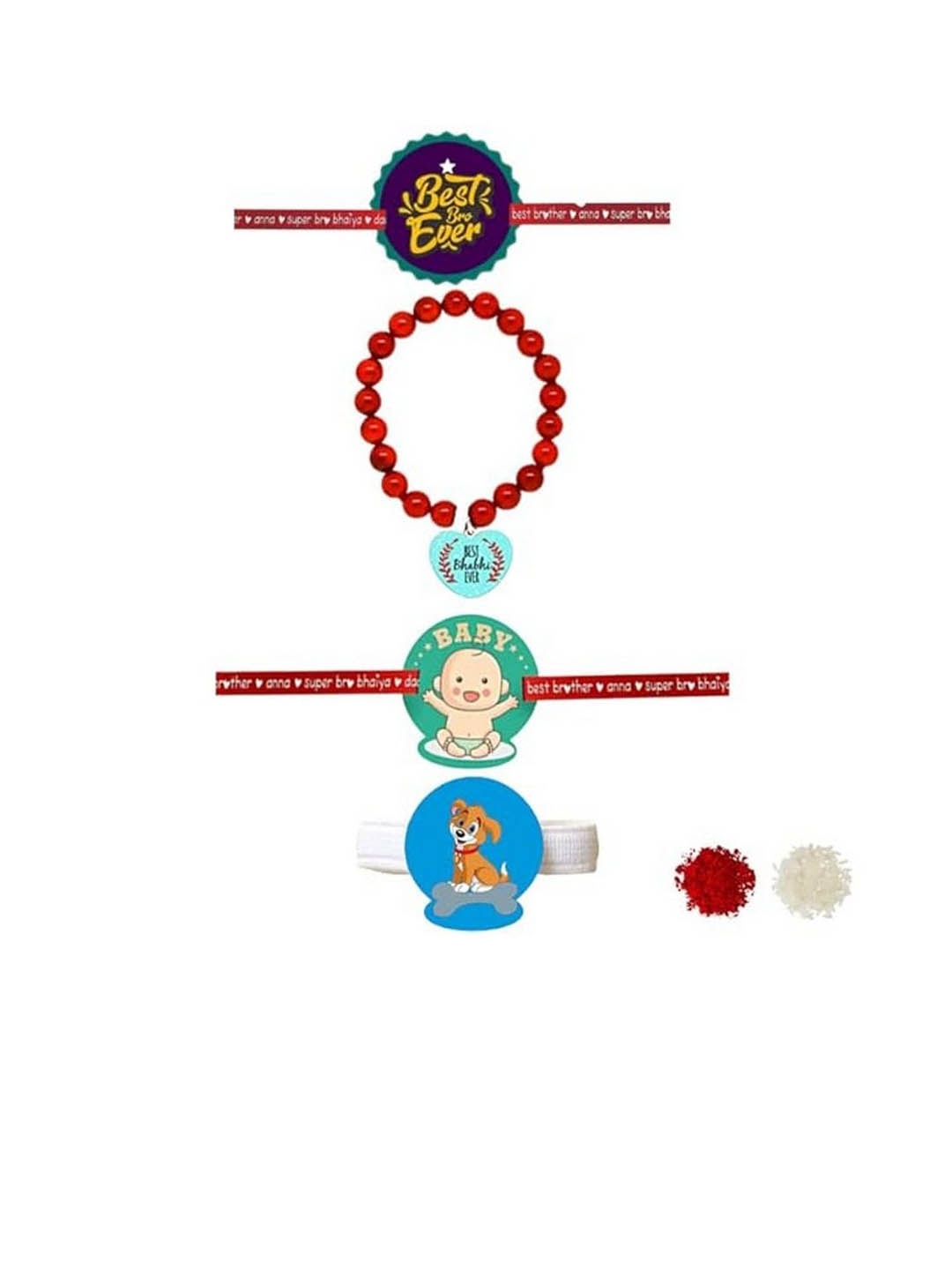 

THEYAYACAFE Set Of 4 Kids & Bhaiya Bhabhi Family Thread Rakhis, Blue
