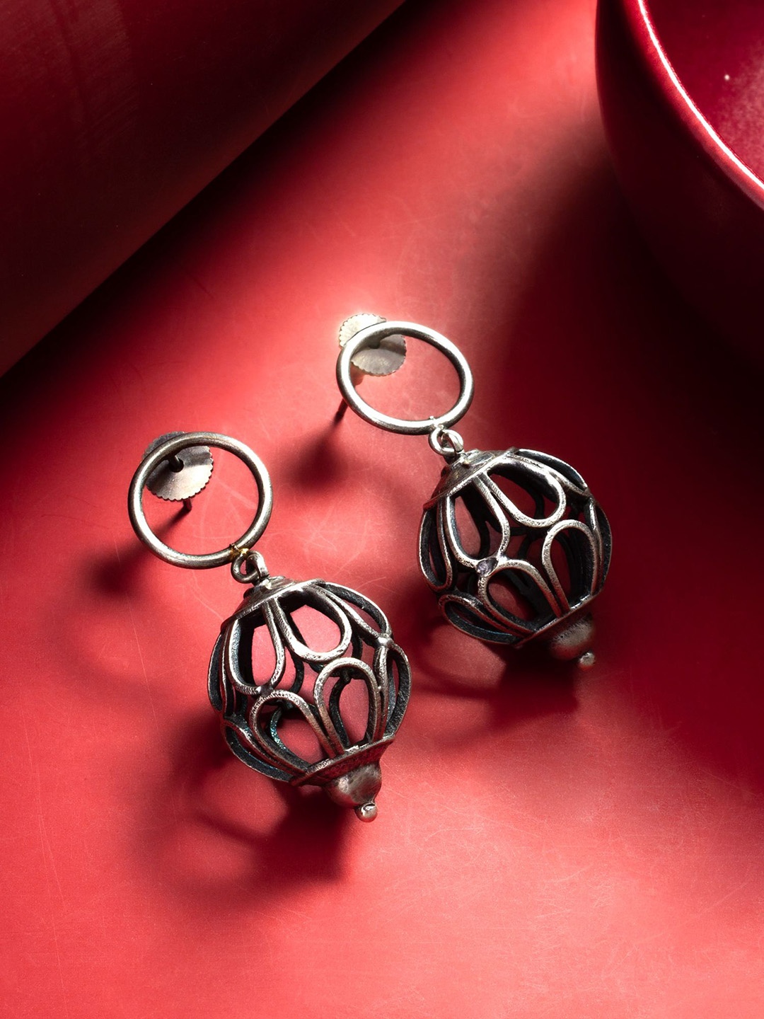 

aadita Silver-Plated Geometric Drop Earrings
