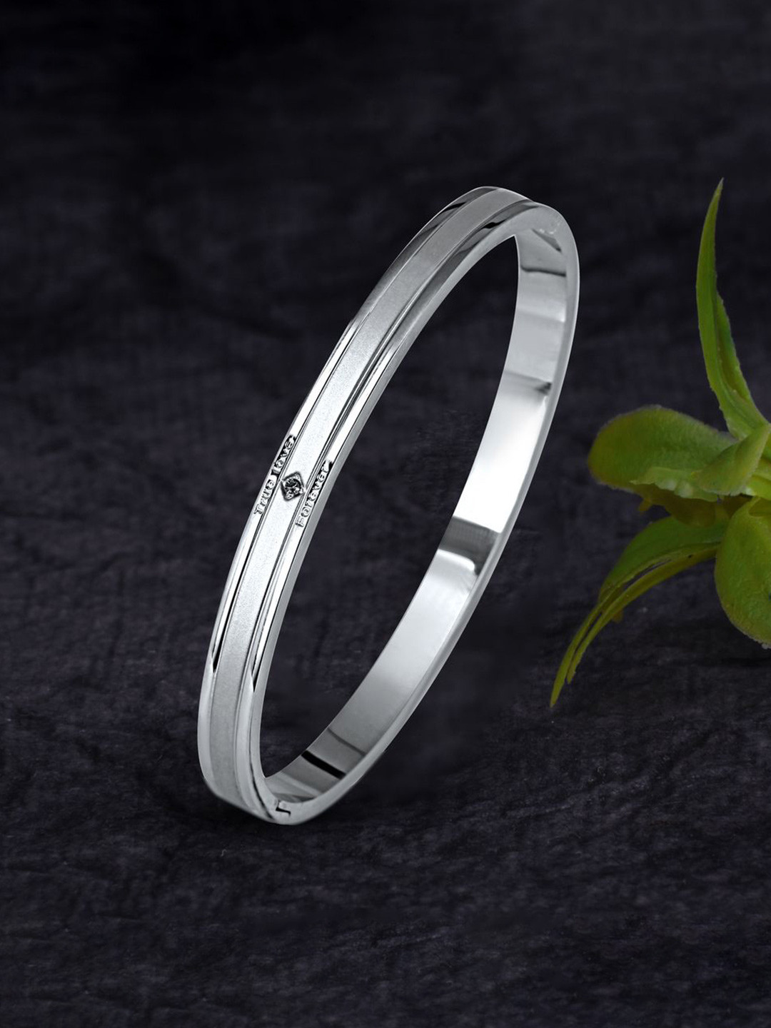 

MEENAZ Men Silver Plated Stainless Steel Kada Bracelet