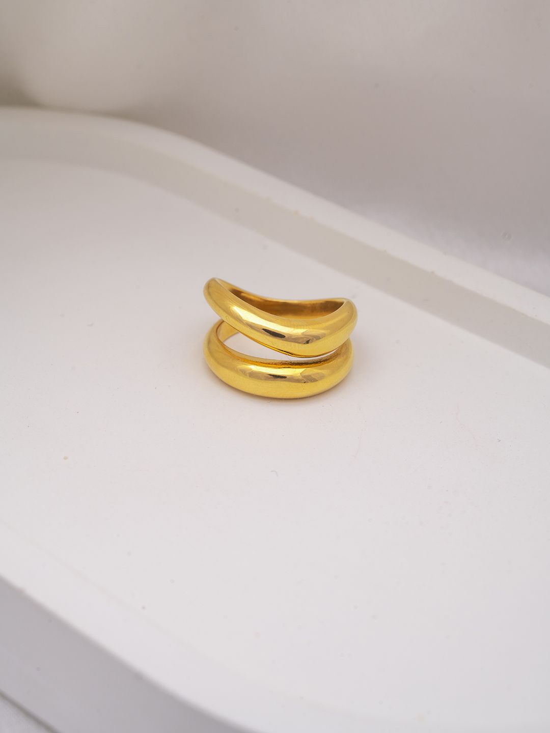 

Perfectly Average Women 18 K Gold Plated Jewellery Irregular Double Finger Ring