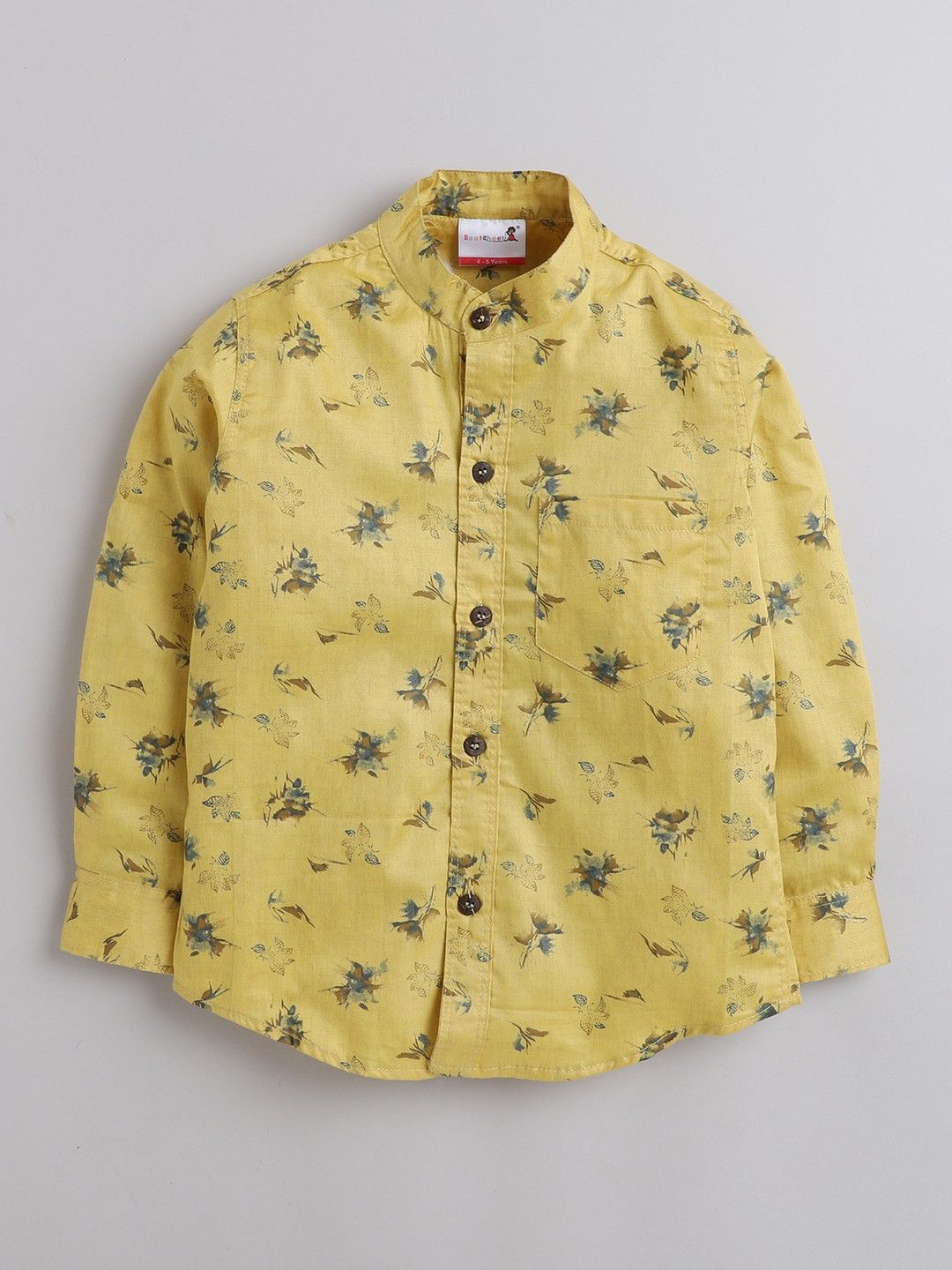 

BAATCHEET Boys Floral Opaque Printed Casual Shirt, Yellow