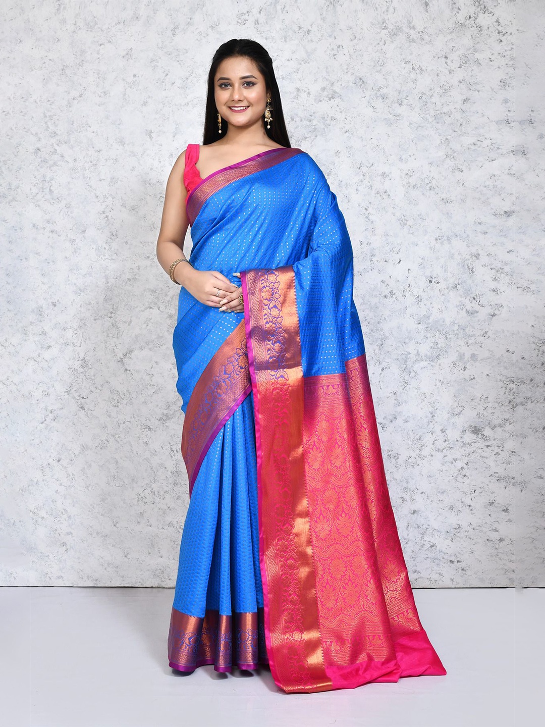 

SPRISH Woven Design Pure Silk Banarasi Saree, Blue