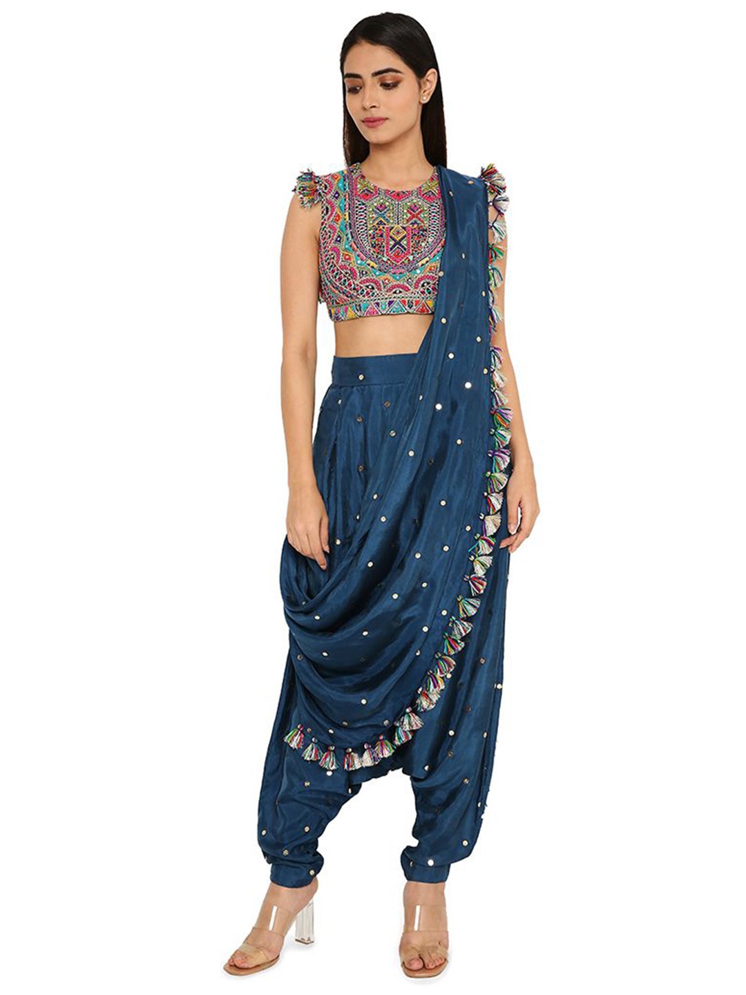 

Payal Singhal Embroidered Thread Work Ready to Wear Lehenga & Choli, Blue