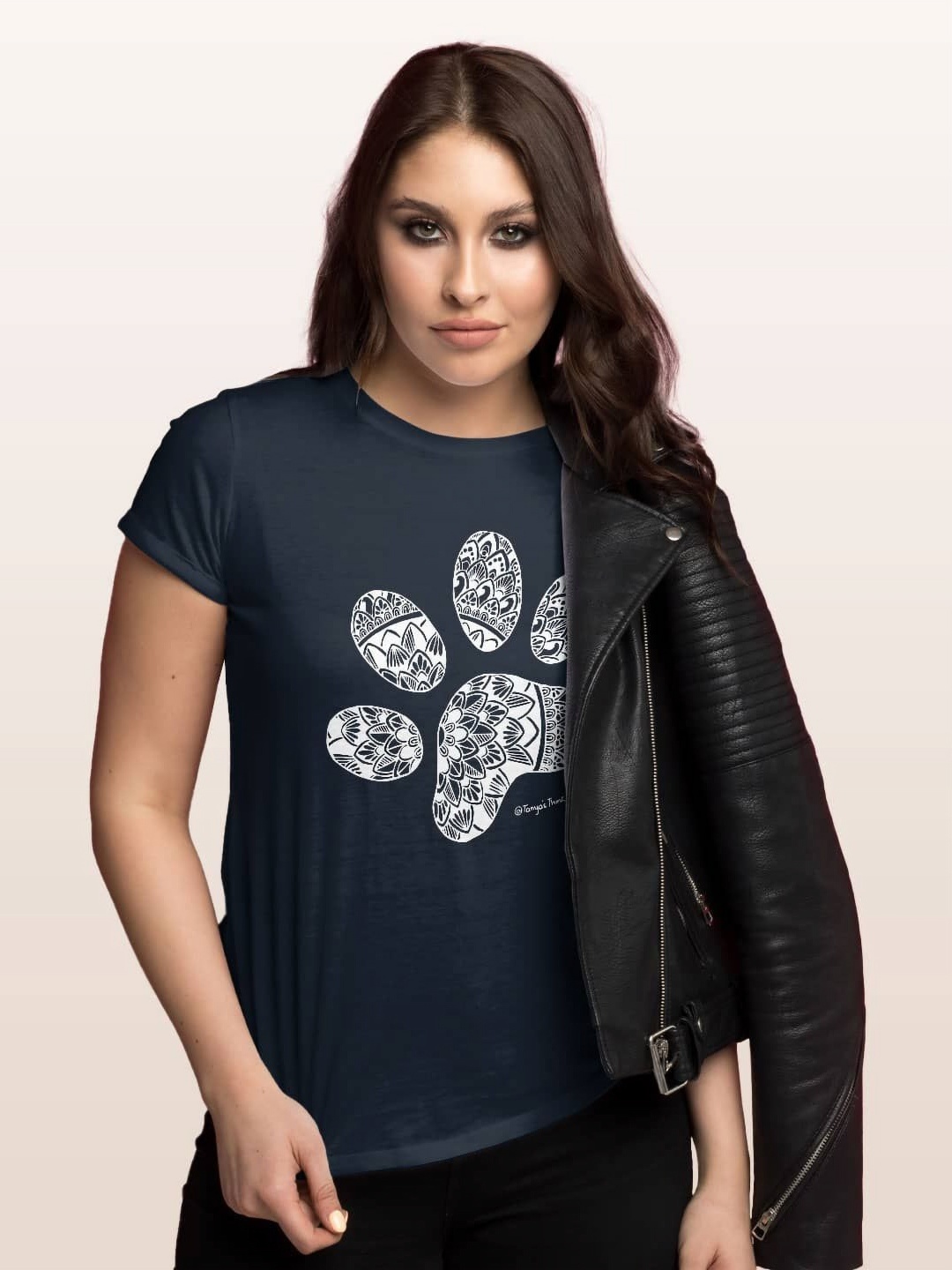 

macmerise Women Floral Printed T-shirt, Navy blue