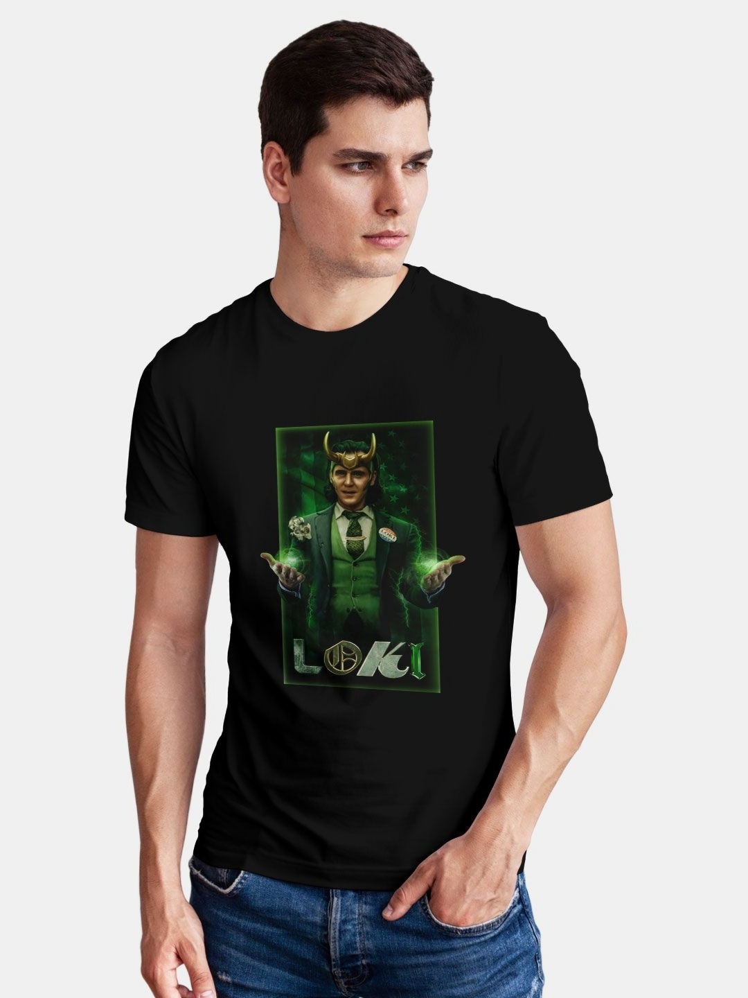 

macmerise Men Printed Applique T-shirt, Black