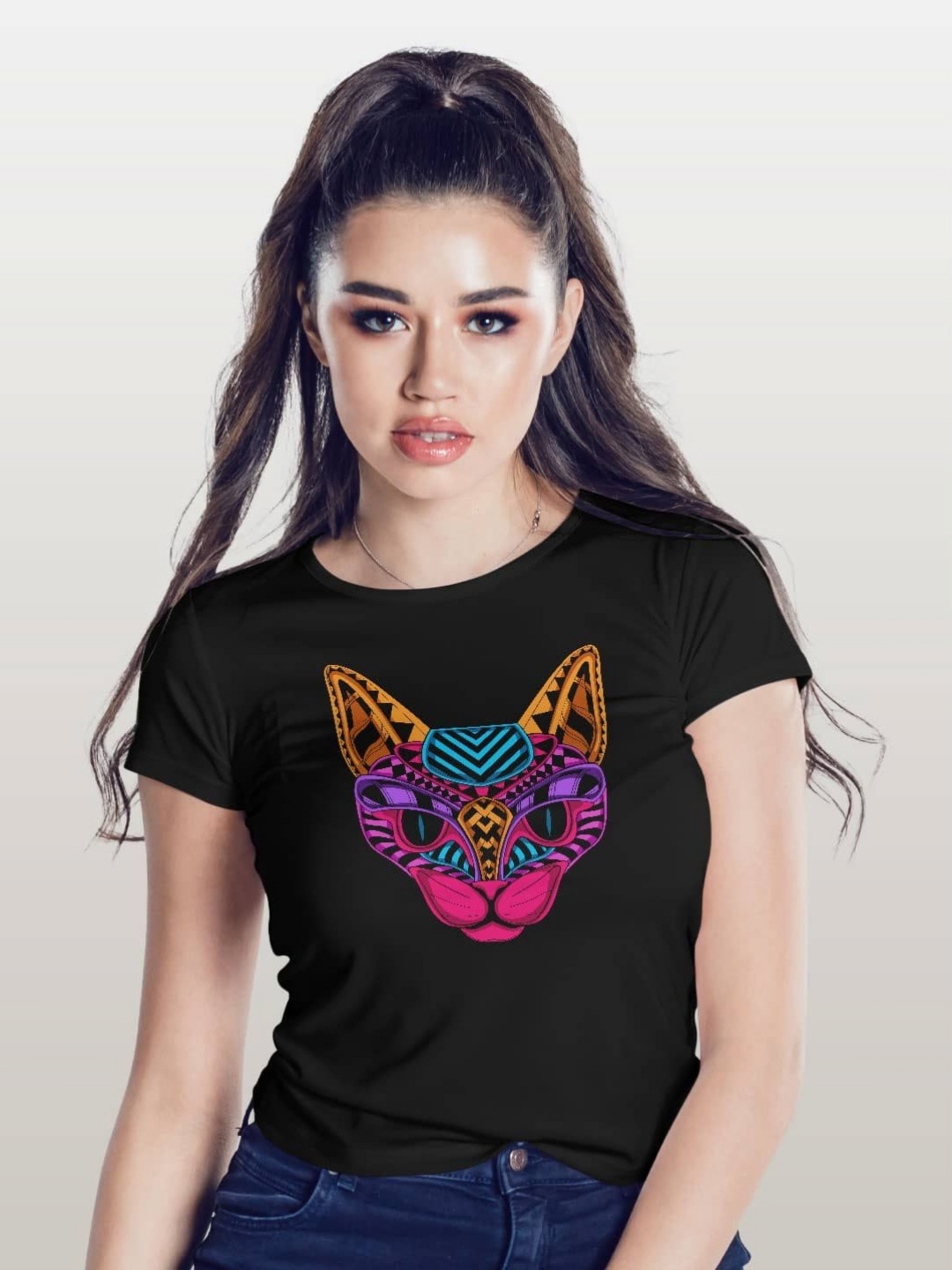 

macmerise Women Printed T-shirt, Black