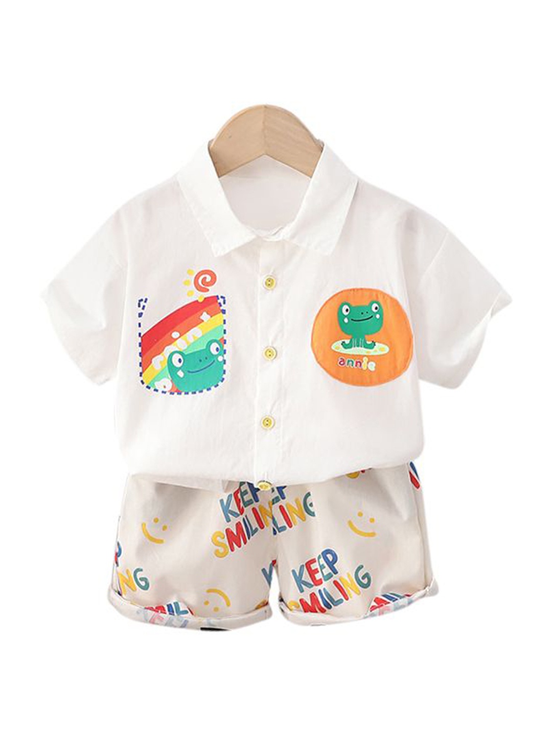 

StyleCast x Revolte Infant Boys Printed Pure Cotton T-shirt With Shorts, White