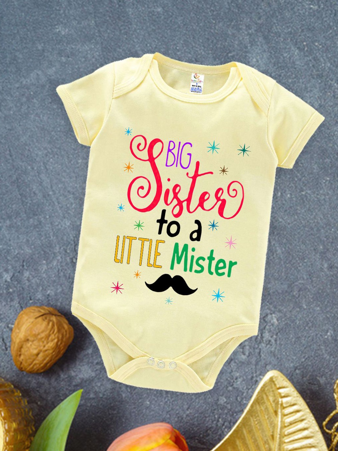 

Babywish Infants Printed Cotton Bodysuit, Yellow