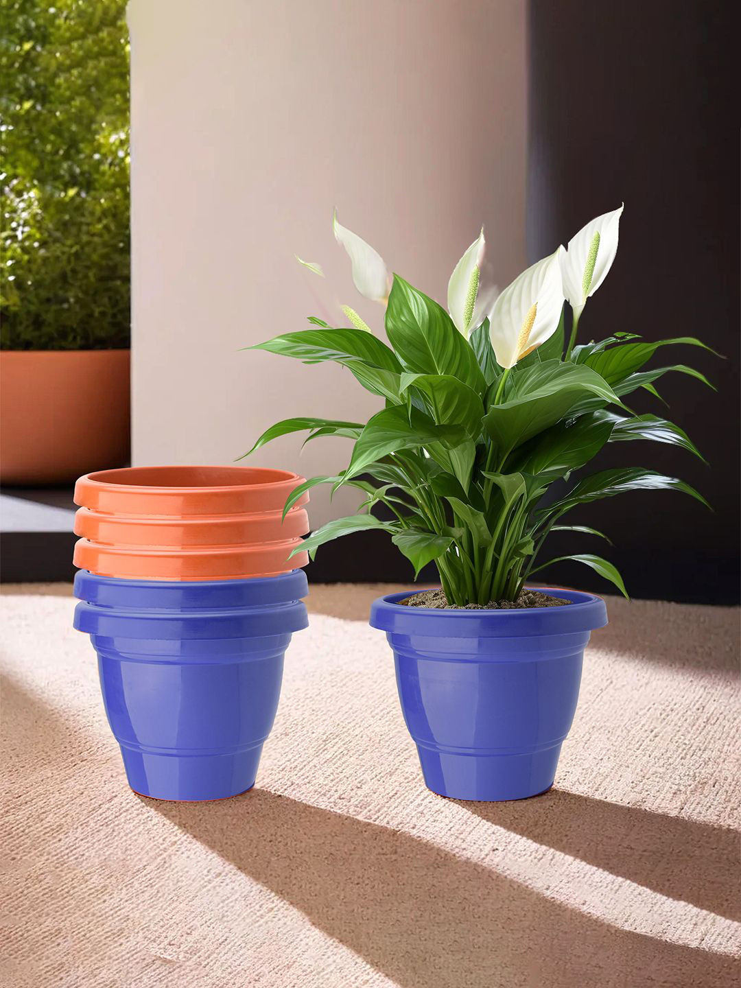 

Kuber Industries Orange & Blue 6 Pieces Durable Planters