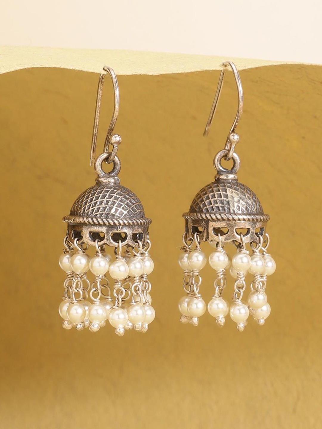 

Fabindia Artificial Beads Dome Shape Silver Jhumkas