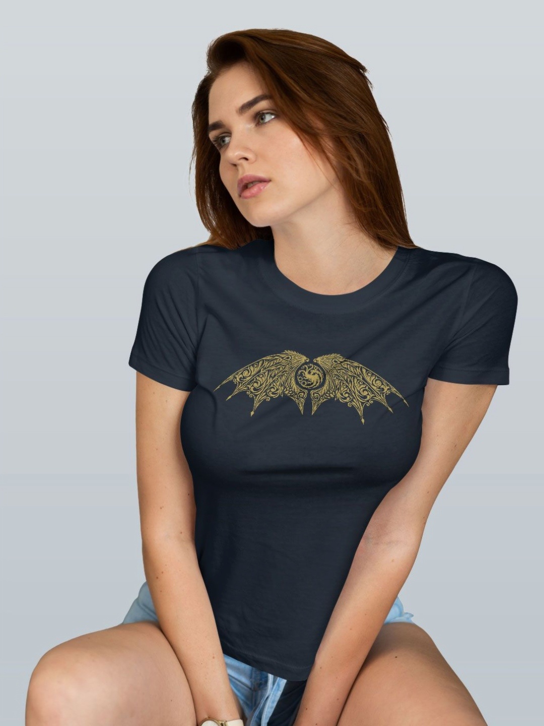 

macmerise Women Typography Printed T-shirt, Navy blue