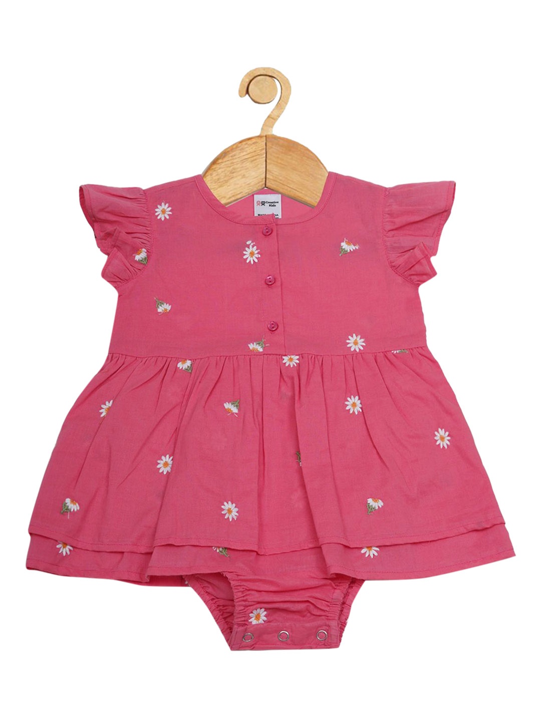 

Creative Kids Infant Girls Floral Printed Cotton Bodysuit, Pink