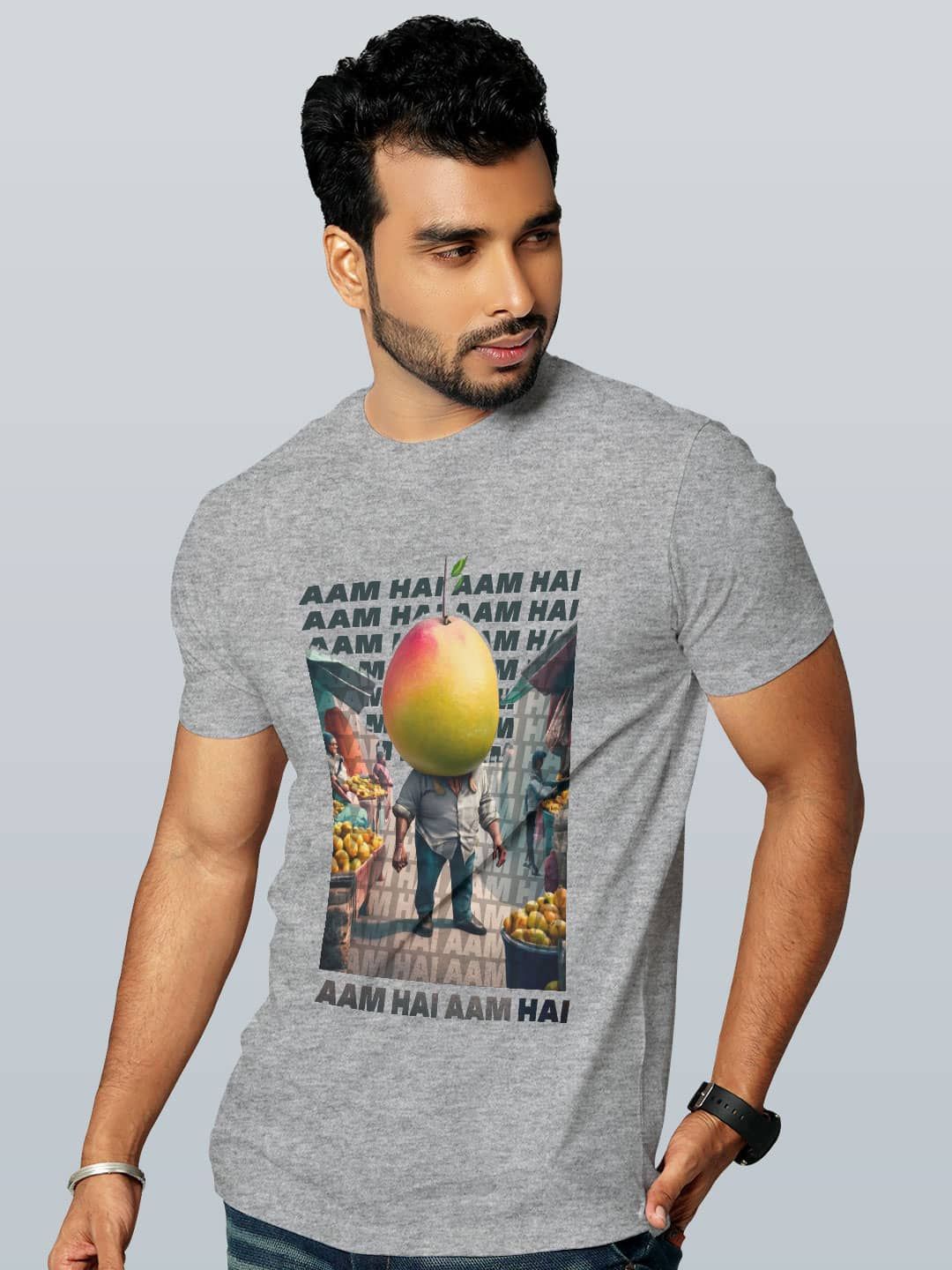 

macmerise Men Printed Raw Edge T-shirt, Grey