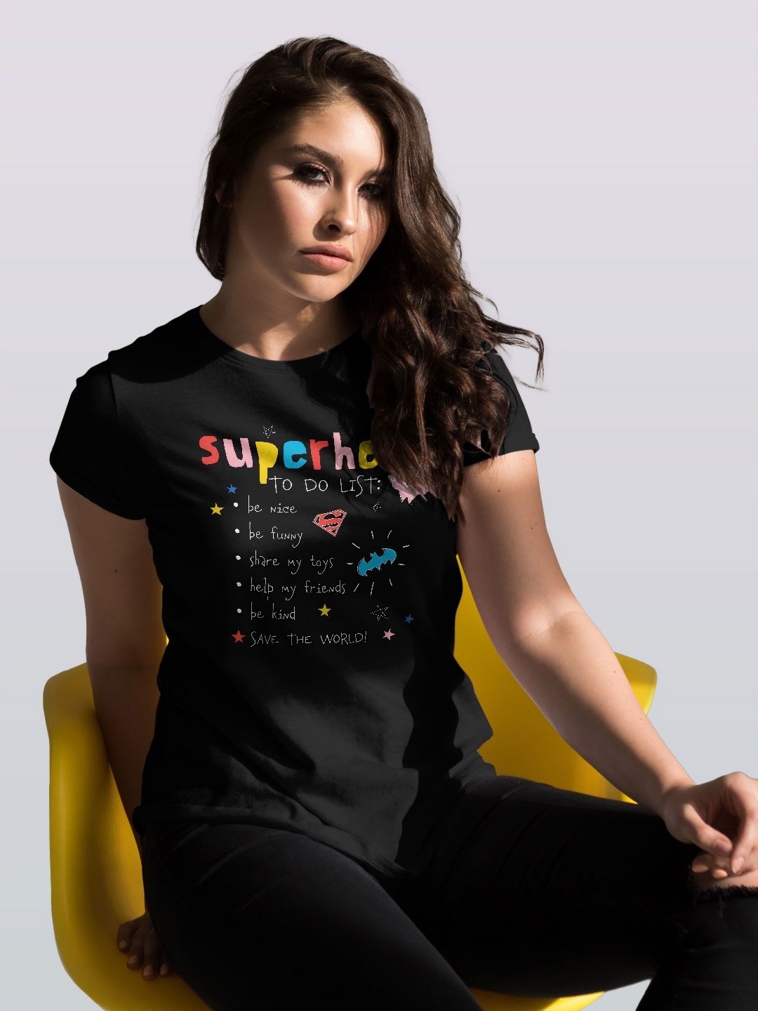 

macmerise Women Typography Printed Applique T-shirt, Black