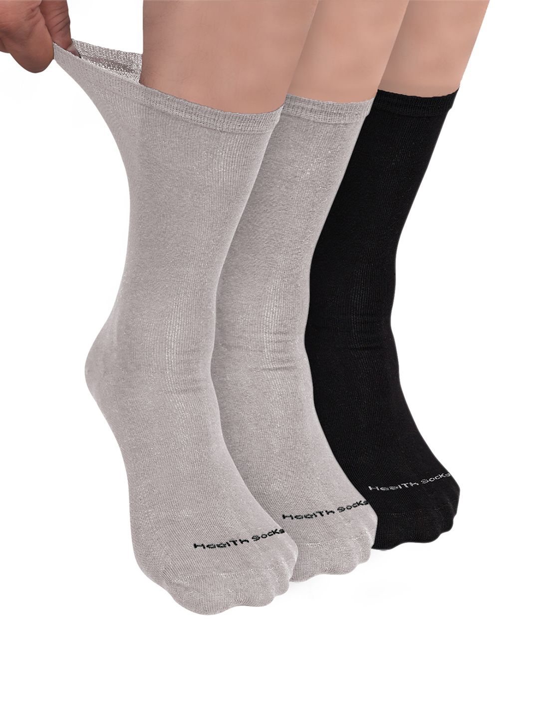 

FOOTPRINT Men 3 Pairs Seamless Organic Cotton Crew-Length Bamboo Socks, Grey