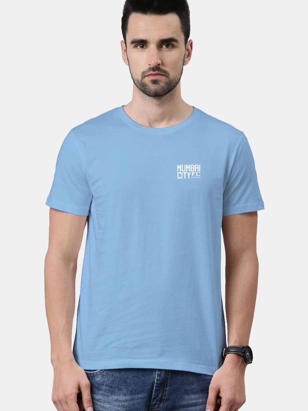 

macmerise Men Applique T-shirt, Blue