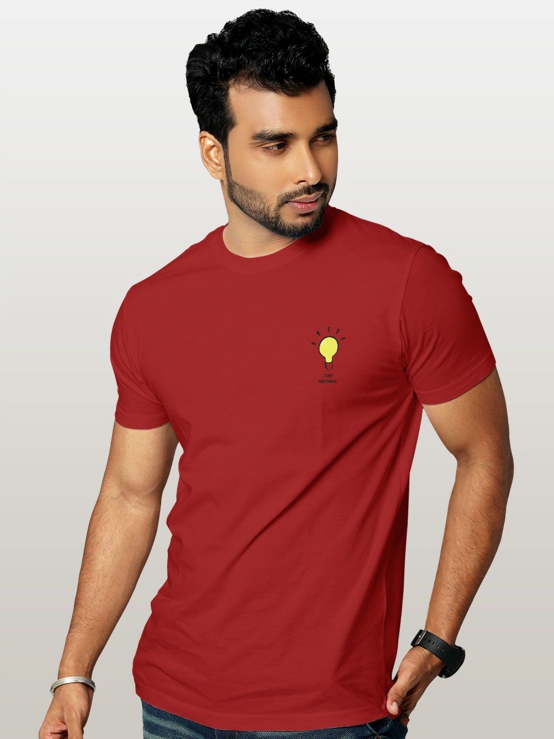 

macmerise Men Applique T-shirt, Red