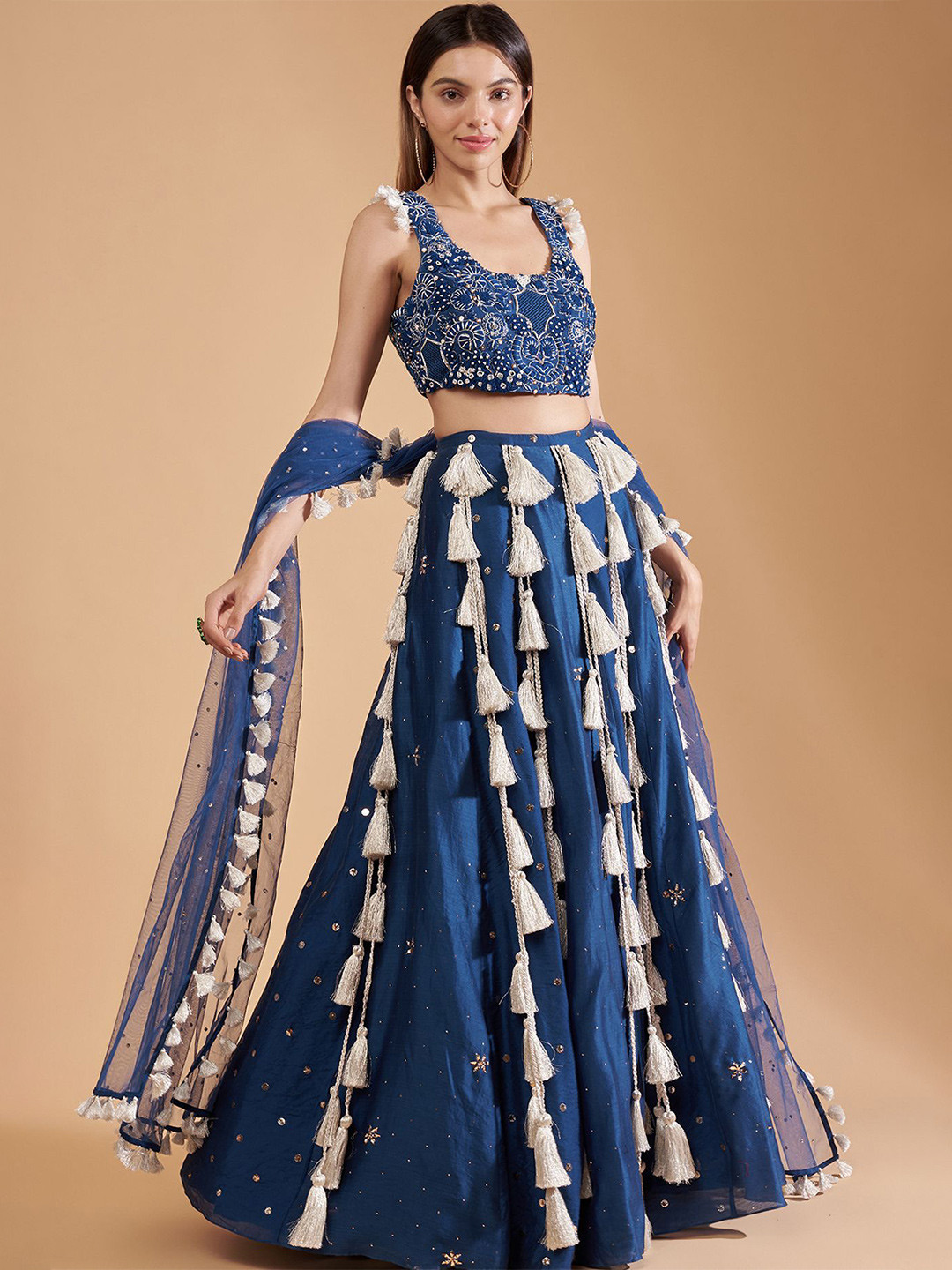 

Payal Singhal Embroidered Ready to Wear Lehenga With Blouse & Dupatta, Teal