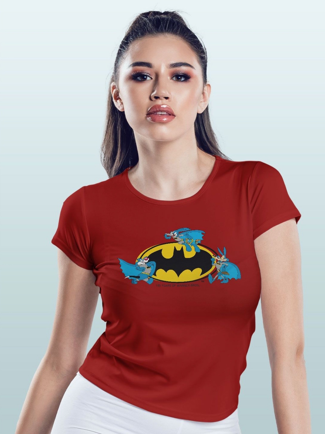 

macmerise Women Printed Extended Sleeves Pockets T-shirt, Red