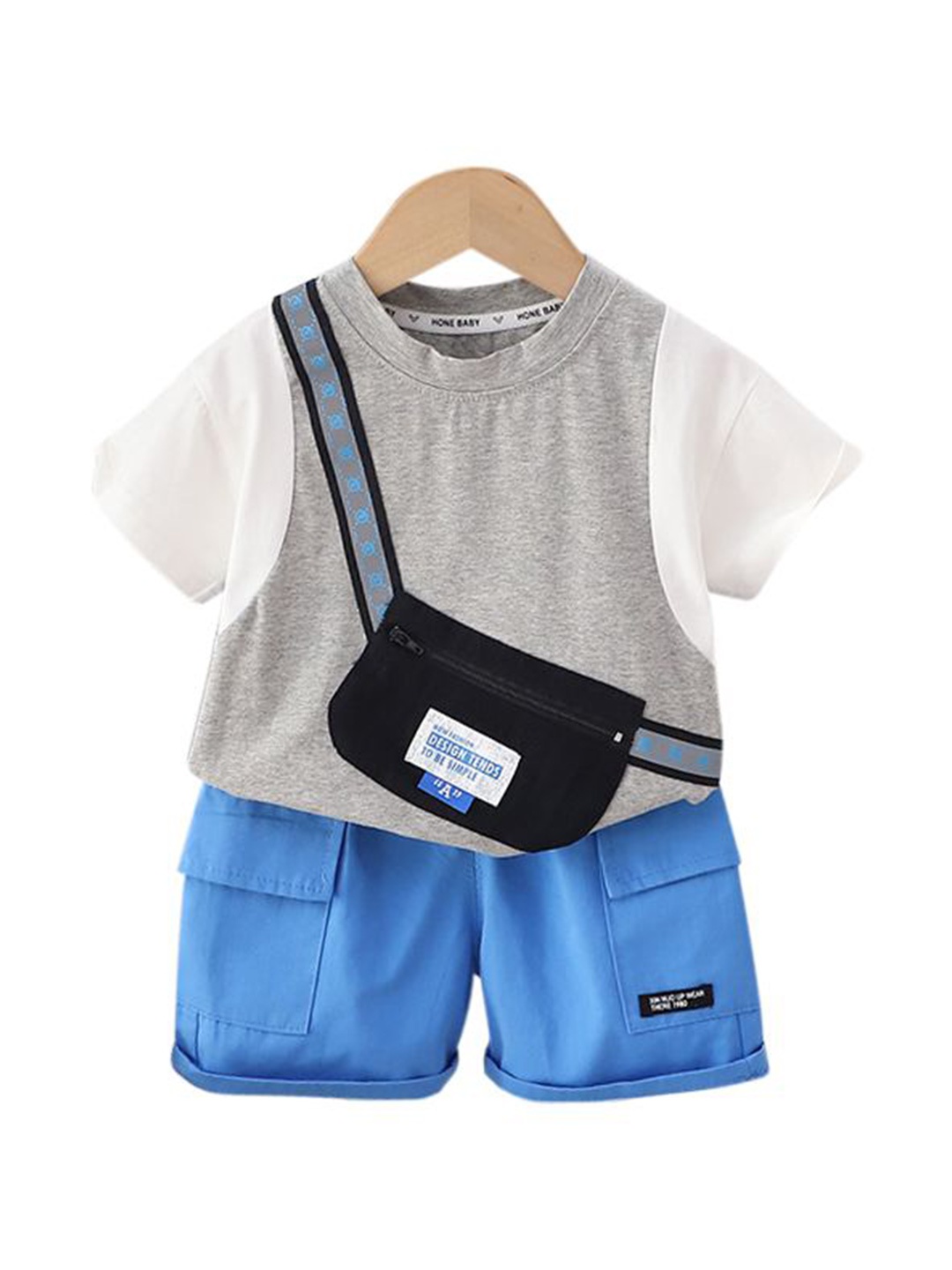 

StyleCast x Revolte Infant Boys Printed Pure Cotton T-shirt With Shorts, Grey