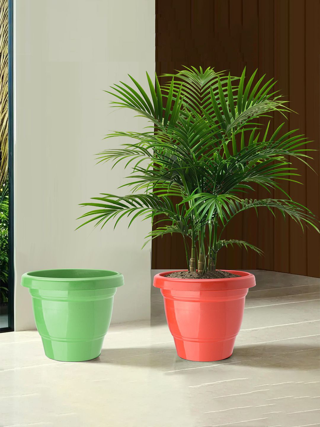 

Kuber Industries Red & Green 2 Pieces Lightweight Planters