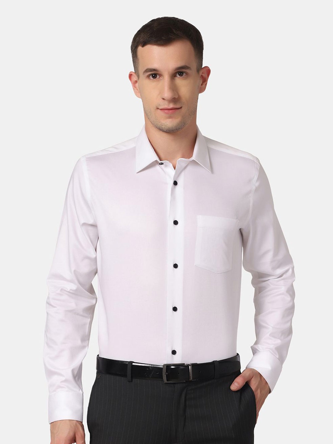 

Blackberrys Men'S White Solid Formal Slim Fit Wrinkle-Resistant Shirt