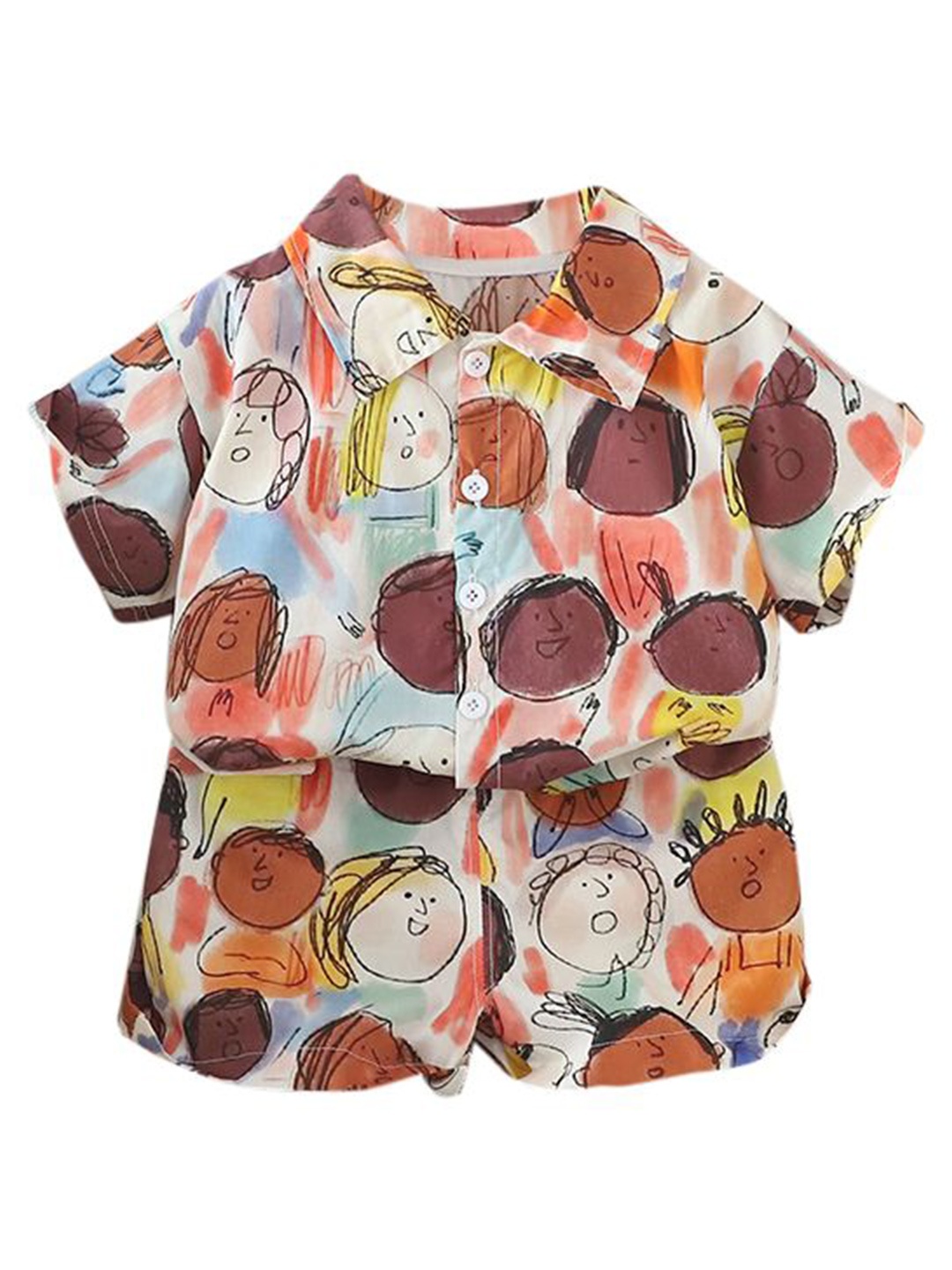

StyleCast x Revolte Boys Printed Pure Cotton Shirt with Shorts, Brown